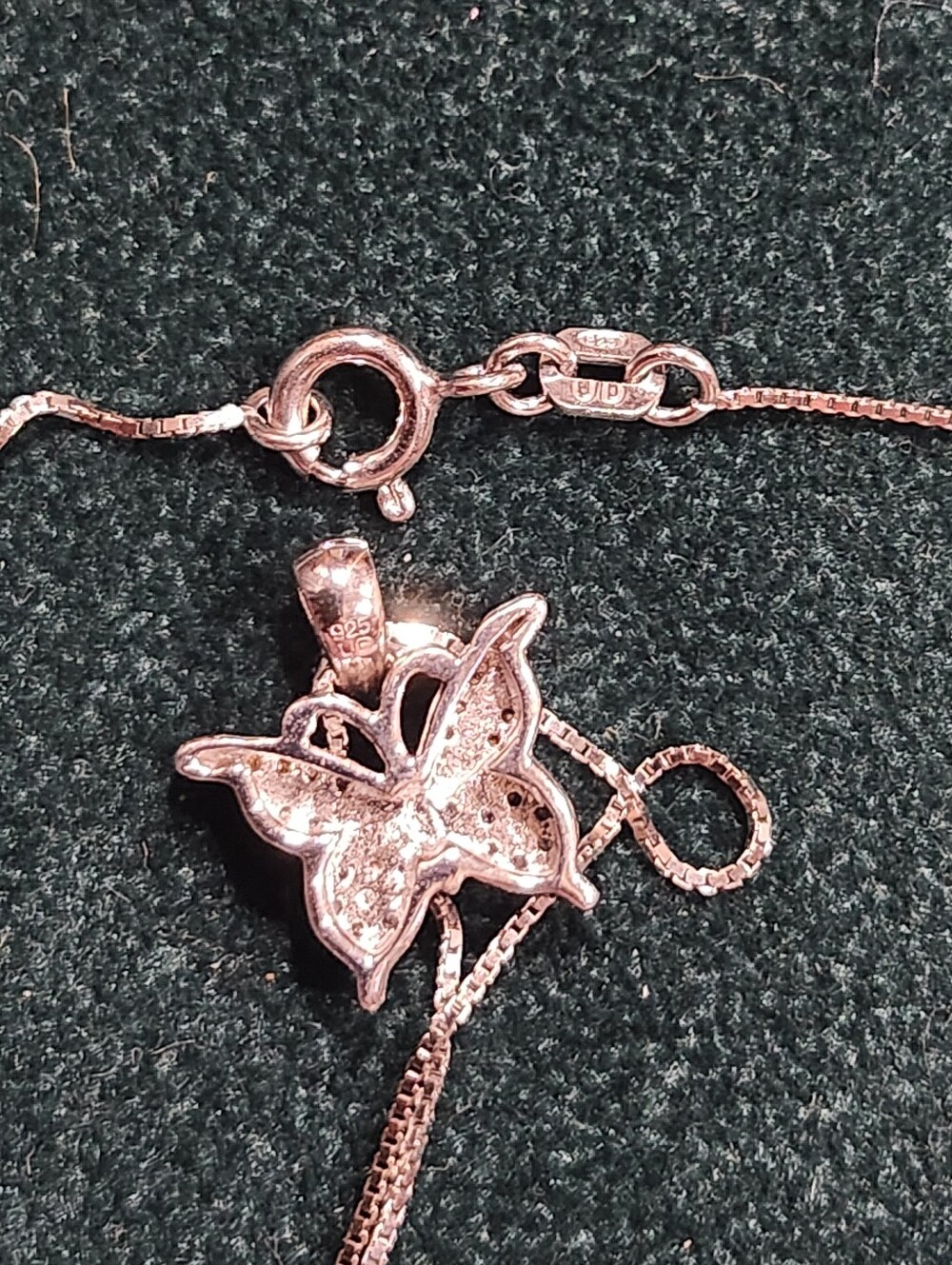 Sterling Silver And Diamond Butterly Pendant Necklace - Picture 2 of 4